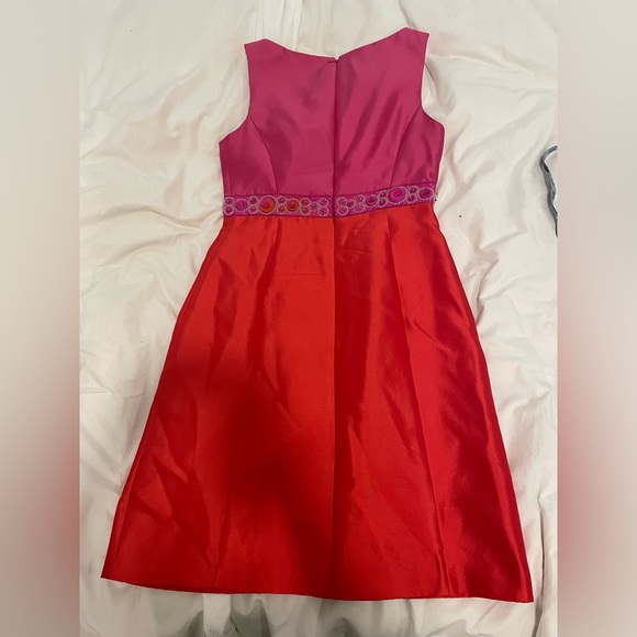 Teri Jon Silk/wool red/pink sleeveless midi dress, size 4 - Picture 10 of 10